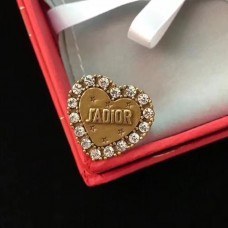 Dior JAdior Logo Pattern Diamonds Ribete Mujer Anillo de latón en forma de corazón