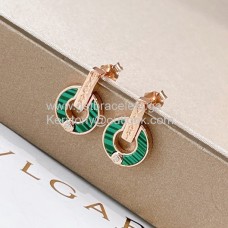 Pendientes Bvlgari BVLGARI Oro rosa con Malaquita y Diamantes Perfect