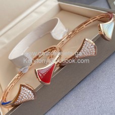 Pulsera Bvlgari Divas Dream rojo/verde/blanco con oro rosa