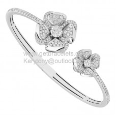 Brazalete Bvlgari Fiorever en oro blanco con dos diamantes centrales y pavé de diamantes en descuento