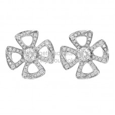 Pendientes Bvlgari Fiorever con dos diamantes y pavé de diamantes en oro rosa y oro blanco AAA