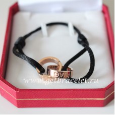 Cartier Pulsera Amor Doble Anillo Oro Rosa Cuerda Negra