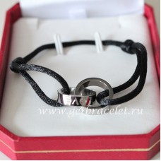 Cartier Pulsera Amor Doble Anillo Oro Blanco Cuerda Negra