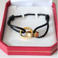 Cartier Pulsera Amor Doble Anillo Oro Amarillo Cuerda Negra