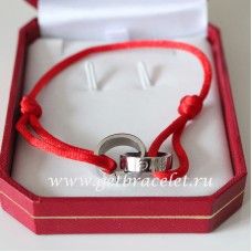 Cartier Pulsera Amor Doble Anillo Oro Blanco Cuerda Roja