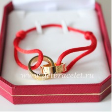 Cartier Pulsera Amor Doble Anillo Oro Amarillo Cuerda Roja