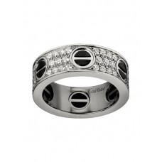 Anillo Cartier Love Oro blanco de 18 quilates con diamantes pavimentados en cerámica negra