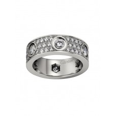Anillo Cartier Love de oro blanco de 18 k con pavé de diamantes y 6 diamantes grandes