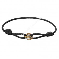 Cartier Trinity Pulsera de cuerda negra Oro blanco/Dios amarillo/Oro rosa