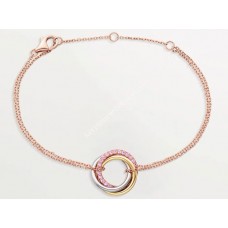 Pulsera Cartier Trinity de oro blanco/Dios amarillo con diamantes rosas