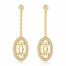 Pendientes Cartier con doble C y logotipo en oro amarillo de 18 quilates con diamantes
