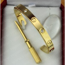 Pulsera Cartier Love Semiabierta Oro Amarillo 4 Diamantes