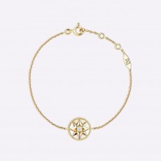 Celebrity Same Christian Dior Rose Des Vents White MOP Estrella de ocho puntas Colgante reversible Pulsera de eslabones chapada en oro amarillo