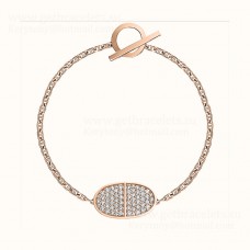 Hermes Chaine DAncre Verso Pulsera de cadena con diamantes Champagne Classic