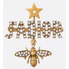 Christian Dior JAdior Star Charming Bee Retro Broche con logotipo de latón y diamantes