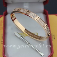 Pulsera Cartier Love con diamantes pavimentados en oro rosa
