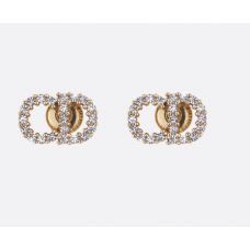 Pendientes Dior Clair D Lune con forma de CD de cristal blanco en tono dorado