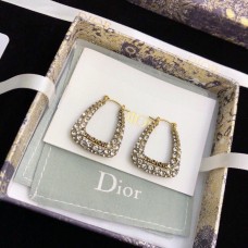 Dior Morden Pendientes De Aro En Oro Envejecido Con Detalle De Logo Y Cristal Blanco Pavimentado JADIOR Mujer Joyería