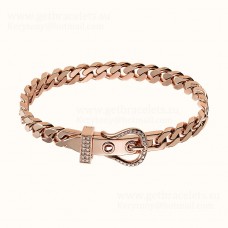 Hermes Boucle Sellier Pulsera Oro Rosa/Oro Blanco Con Diamantes Estilo