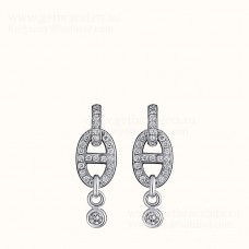 Pendientes Hermes Chaine DAncre Enchainee con diamantes Plata/Oro amarillo/Oro rosa