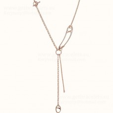 Hermes Chaine DAncre Punk Lariat Collar Oro rosa / Plata