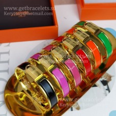 Hermes Clic Cadenas Esmalte Pulsera Lock Oro Amarillo Venta