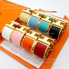 Hermes Clic Clac H Pulsera de esmalte extra ancha Oro amarillo GM 33 MM Digno