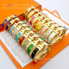 Pulsera Hermes Clic Clac HH con esmalte multicolor en oro amarillo PM 12 MM Lo último