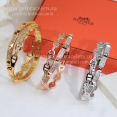 Hermes Collier de Chien Brazalete de doble capa Oro blanco/Oro rosa/Oro amarillo