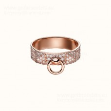 Anillo Hermes Collier de Chien con pavé de diamantes en joyería de oro rosa