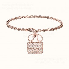 Hermes Constance Amulette Pulsera Oro Rosa Con Diamantes Joyería