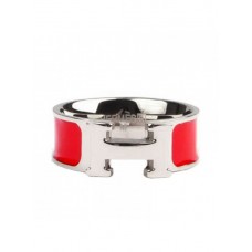Anillo Clic H con esmalte Hermes en oro blanco de 18 quilates con rojo