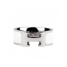 Anillo Clic H con esmalte Hermes en oro blanco de 18 quilates con blanco