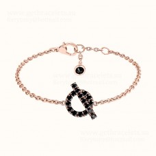 Pulsera Hermes Finesse en oro rosa y piedras preciosas de espinela negra Ofertas en EE. UU. Joyería para mujer