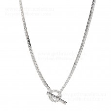 Collar de eslabones Hermes Finesse en oro blanco con pavé de diamantes
