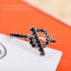 Anillo Hermes Finesse con piedras preciosas de espinela negra, oro blanco, venta en EE. UU.