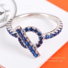 Anillo Hermes Finesse con piedras preciosas de espinela azul en oro blanco, alta gama para mujeres finas