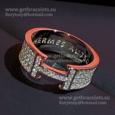 Hermes H LOGO Anillo de oro blanco con pavé de diamantes La joyería más nueva para mujer