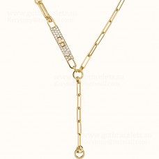 Collar Hermes Kelly Chaine Lariat con diamantes en oro rosa y plata