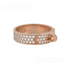 Anillo Hermes Kelly Lock con pavé de diamantes en oro rosa/oro blanco Semana de París Joyería única para mujer