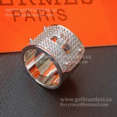 Anillo Hermes Kelly grande con diamantes en plateado Tienda del Reino Unido