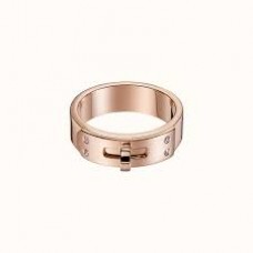 Anillo Hermes Kelly de oro rosa con estilo 4 diamantes