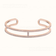 Pulsera Hermes Ever Chaine Dancre con pavé de diamantes estilo oro blanco/oro rosa