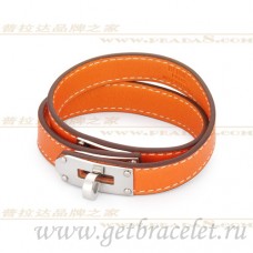Hermes Rivale pulsera de doble vuelta naranja con plata