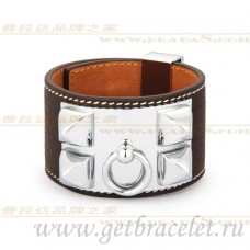 Hermes Collier de Chien Pulsera Café Con Oro