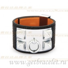 Pulsera Hermes Collier de Chien Negra con Plata