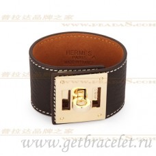 Hermes Kelly Perro Pulsera Marrón Con Oro
