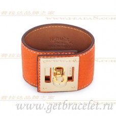 Hermes Kelly Perro Pulsera Naranja Con Oro