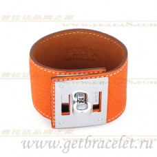 Hermes Kelly Perro Pulsera Naranja Con Plata