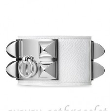 Pulsera Hermes Collier de Chien blanca con plata
